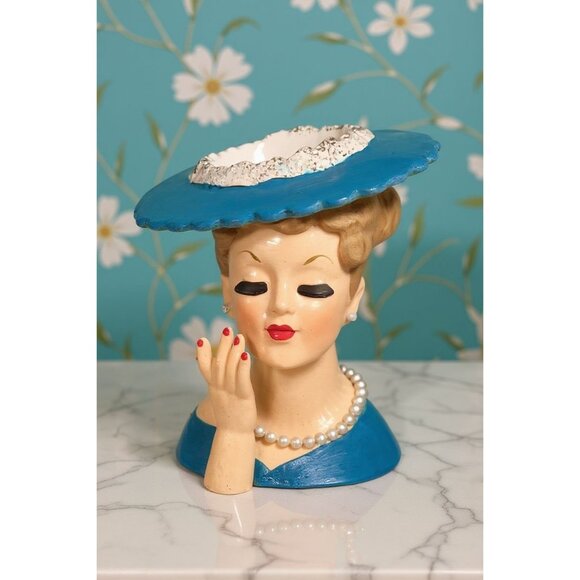 1956 NAPCO Lady Head Vase 1956 Aqua,C3343C, Lucille Ball? - Picture 1 of 6